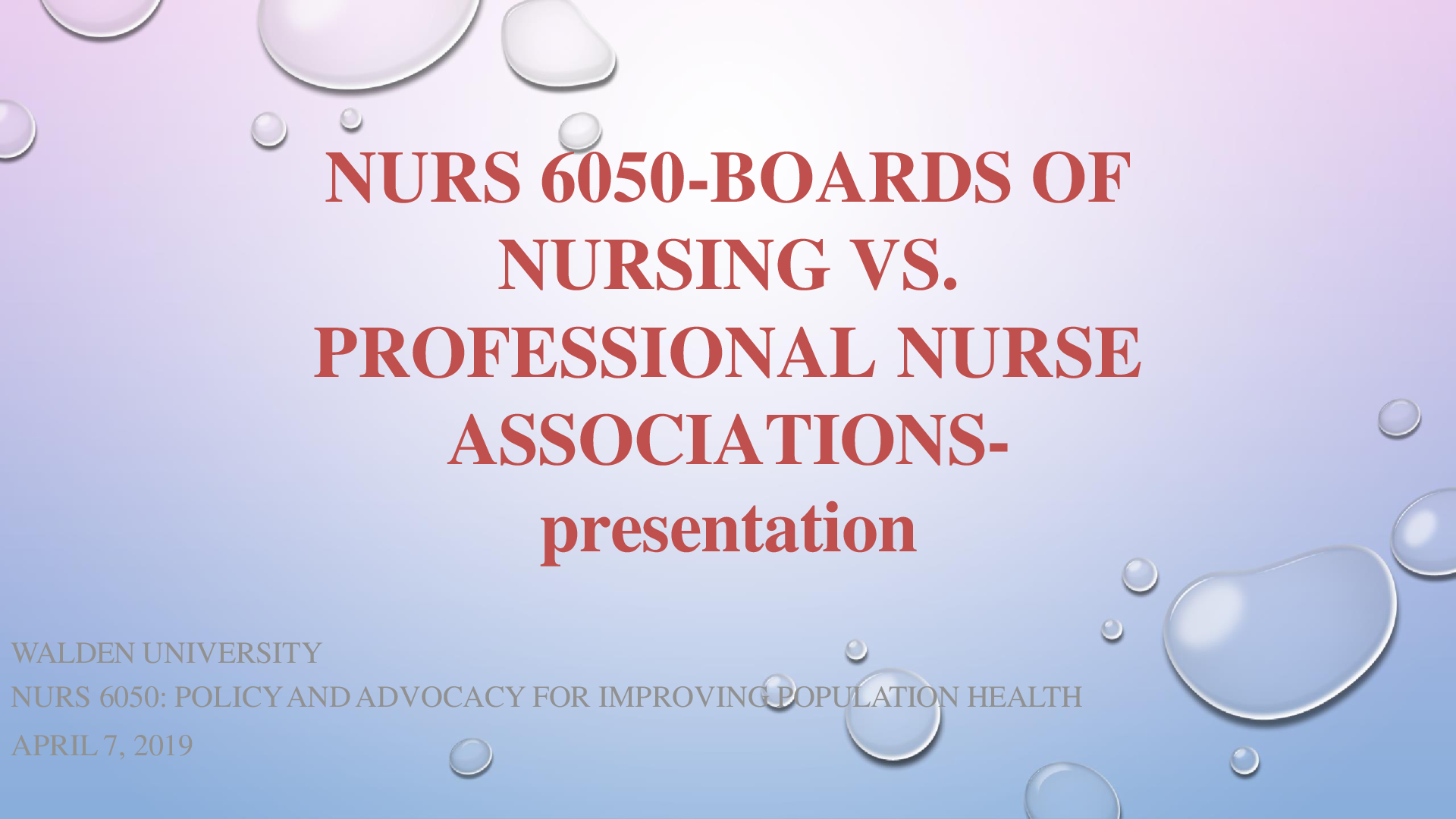 Preview image for NURS 6050-BOARDS OF NURSING VS.  PROFESSIONAL NURSE  ASSOCIATIONS-presentation